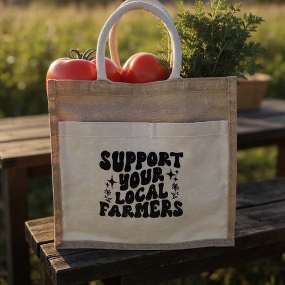 Handmade Handbags - Support Your Local Farmers Tote Bag – Reusable Grocery Bag, Eco Friendly Market